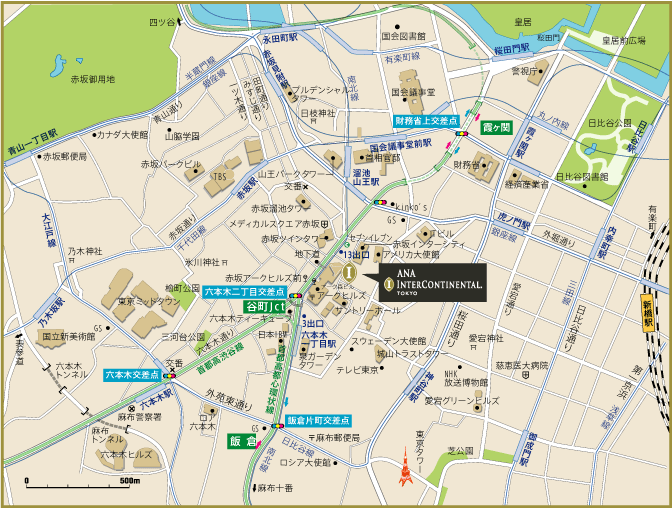  ANAインターコンチネンタルホテル東京地図